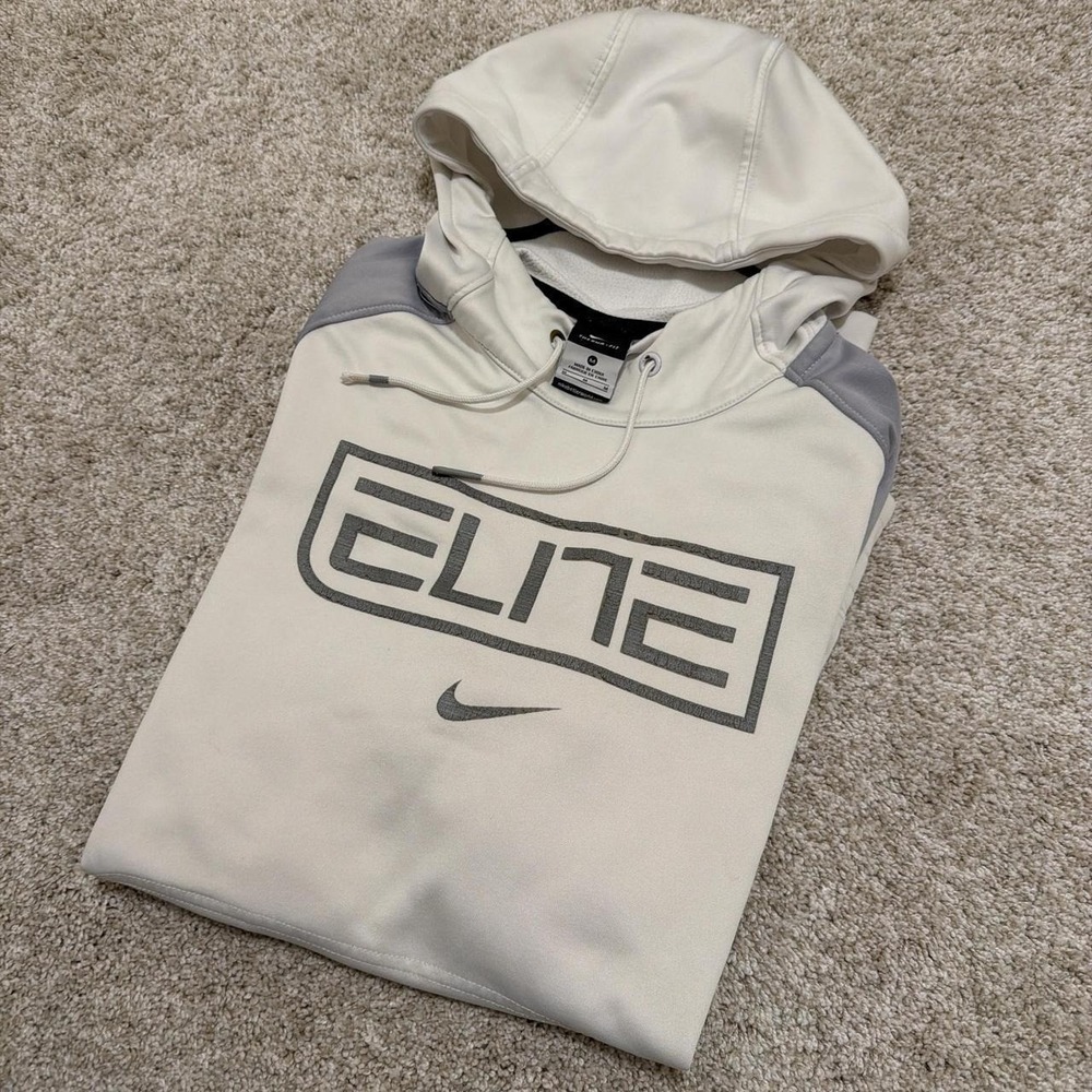 Y2K Nike Elite Therma-Fit Hoodie | Cream/Gray | Medium